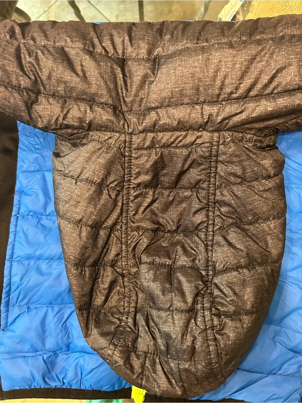 Gerry Boys Down Puffer Jacket Size 7/8 Small Blue Black Hooded 650 Fill Power